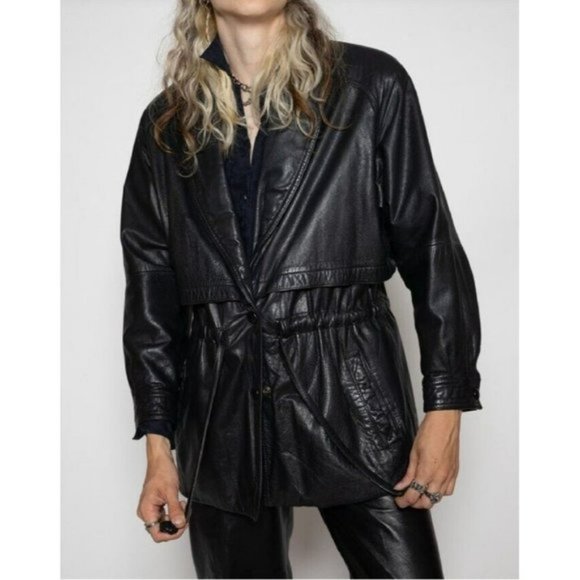 Veste En Cuir 2 En 1 WILSON'S Avec Col Fourrure Faux Vison - Taille M - Noire - Neuf étiqueté